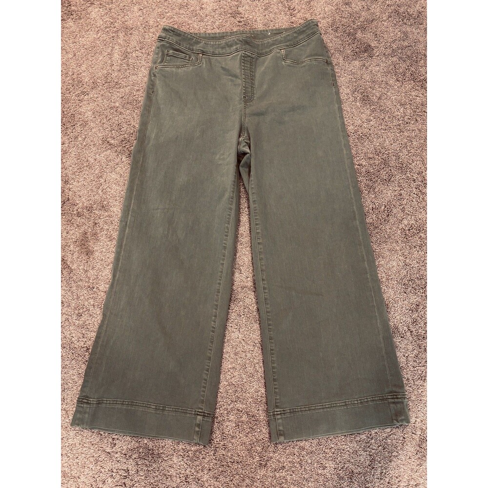 Chico's Green Pull On Wide Leg Jeans Size 3.5r 18r boho comfort